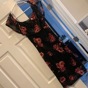 Black dress with red/pink roses